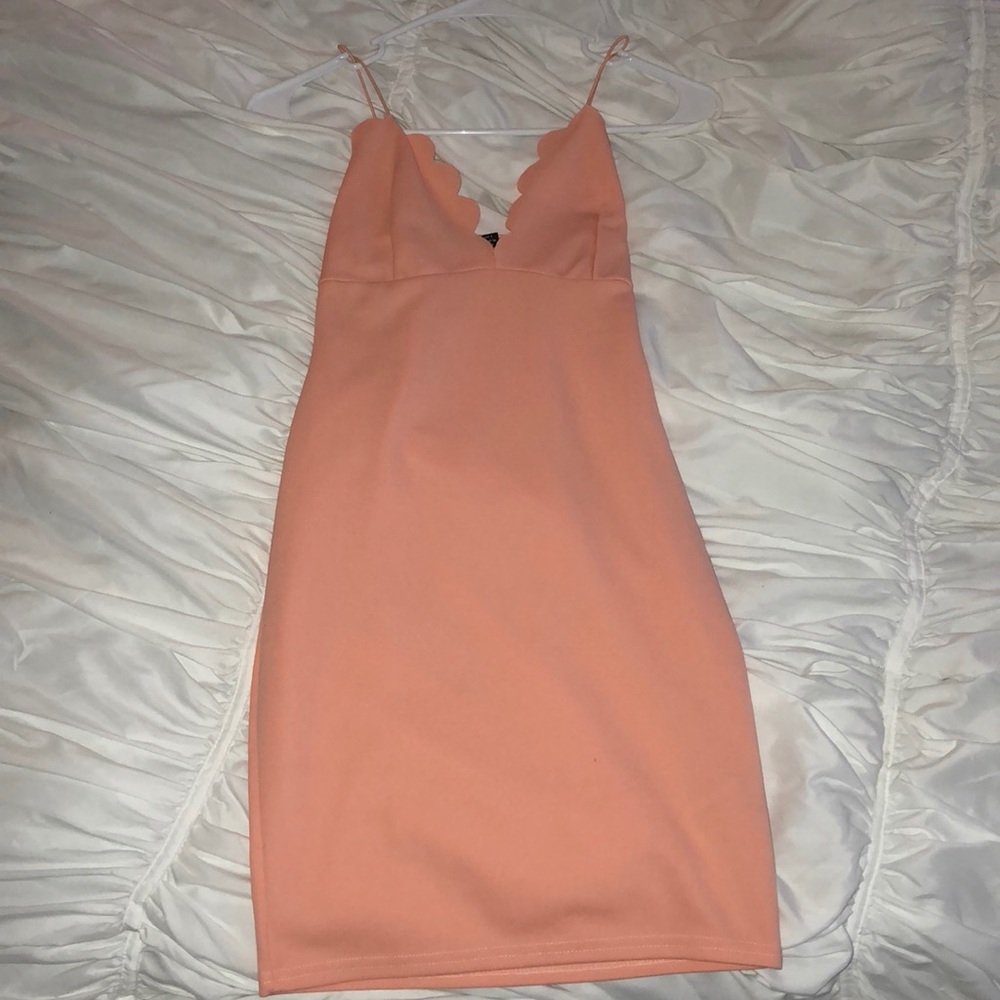 Boohoo plunge scallop bodycon dress